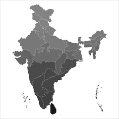 Obraz premium India Administrative Map, Printable political map of India with detailed state divisions and capitals. Indian map state coloured