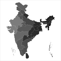 Obraz premium India Administrative Map, Printable political map of India with detailed state divisions and capitals. Indian map state coloured