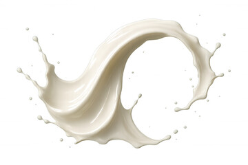 White milk splashing and forming a dynamic spiral against a transparent background, perfect for adding a touch of dairy goodness to designs