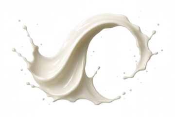 White milk splashing and forming a dynamic spiral against a transparent background, perfect for adding a touch of dairy goodness to designs