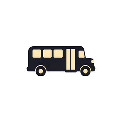 School Bus Icon: Transportation, Vehicle, Transit, Education, Childcare, Yellow Schoolbus, Bus Silhouette, Simple Bus Graphic, Vector Illustration,  Public Transportation Icon