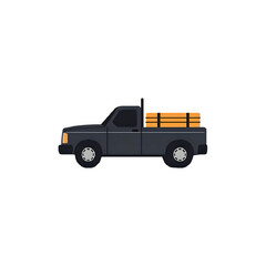 Fototapeta premium Pickup Truck Icon: Lumber Delivery, Construction, Transportation