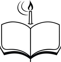 open book with a candle