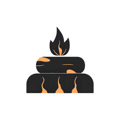 Campfire Icon: Minimalist Design of Burning Wood and Flames