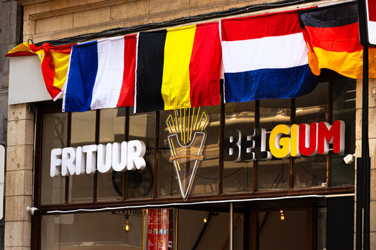 leuven, flandern, belgium - 09 06 2025: a belgian frituur sign