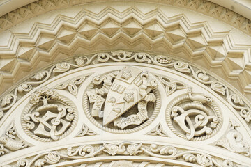 Colonial heritage architectural detail of University College building, Toronto, Canada
