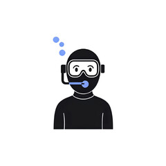 Scuba Diver Icon: Underwater Diving, Deep Sea Exploration, Aquatic Adventure Illustration