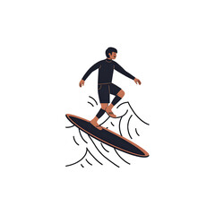 Surfer Silhouette: Night Surfing, Ocean Sport, Extreme Watersports Action