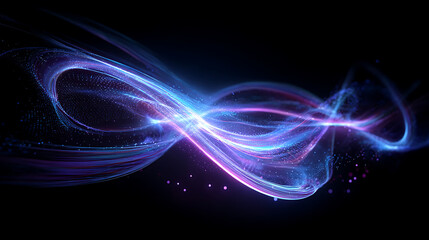 Obraz premium A digital paintbrush with glowing data streams swirling around it, forming a new masterpiece on a canvas. The image is an abstract representation of AI-generated art. 
