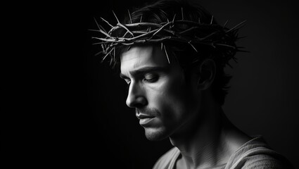 Dramatic Portrait of Jesus Christ with Crown of Thorns