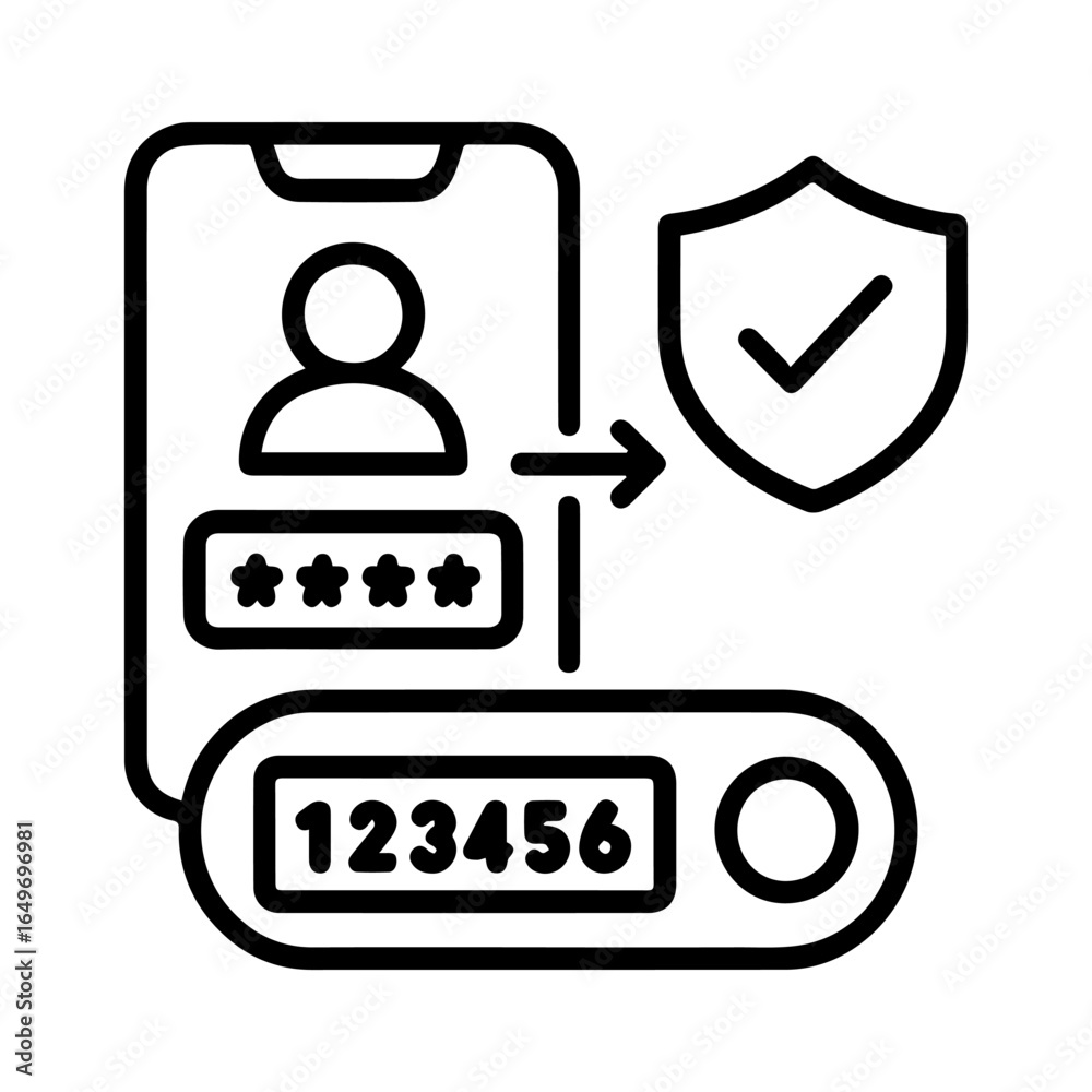 Wall mural line icon two-factor authentication vector on white background vector line icon on white background