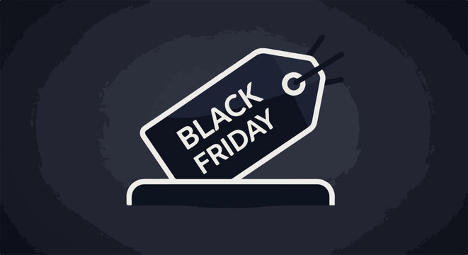 Black Friday Sale Tag - Dark Rectangular Tag with White Outline and Bold Text.