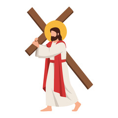  Minimal Flat Vector Jesus Carrying Cross