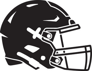 Black Silhouette of American Football Helmet with Face Mask sport protection