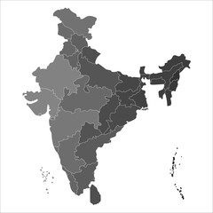 Obraz premium India Map Design, Detailed India map for learning, travel, and infographic design. Indian map state coloured