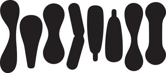 Abstract Organic Shapes Black Silhouettes on White Background blobs fluid