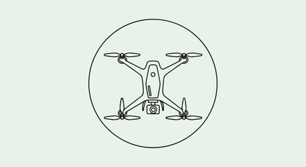 Sleek White Quadcopter Drone with Camera in Circular Outline.