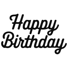 Elegant Happy Birthday Calligraphy on White Background Celebration Greeting,PNG