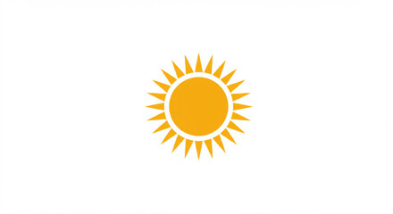 Fototapeta premium Yellow Sun Icon with Rays on White Background, Summer, Energy
