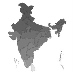 Obraz premium India Map Outline, Accurate India map with clear state names and capitals for study and research. Indian map state coloured