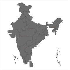 Obraz premium India Map Vector, Modern political map of India with all state and UT boundaries, suitable for learning and projects. Indian map state coloured