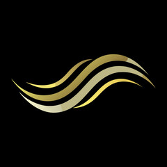 Obraz premium Elegant gold waves on black background