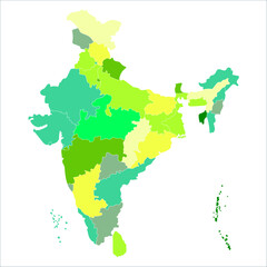 Indian map state coloured, Detailed Political Map of India with All States and Union Territories