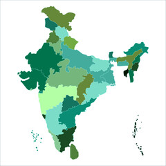 Indian map state coloured, Detailed Political Map of India with All States and Union Territories