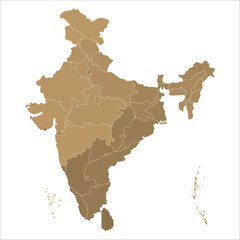Obraz premium Indian map state coloured, Detailed Political Map of India with All States and Union Territories