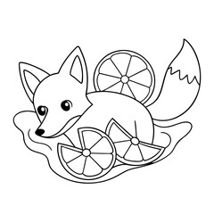 Fototapeta premium black outline printable fox swimming in lake