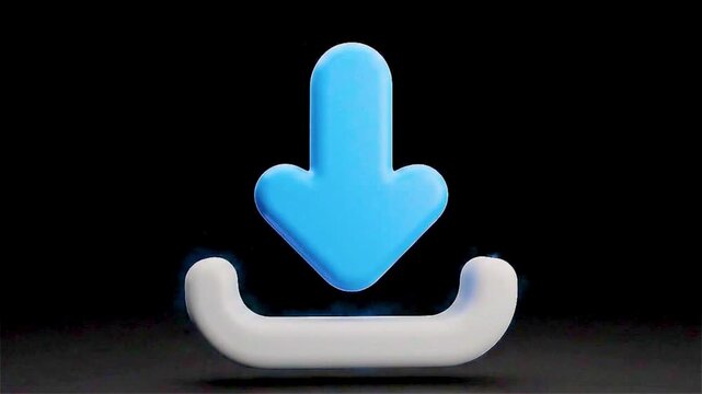 Download Icon A Blue Arrow Indicating Digital Content Transfer on a Black Background
