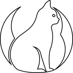 Stylish cat outline logo vector, great for luxury pet brands, cat cafes, and minimalist animal artwork.