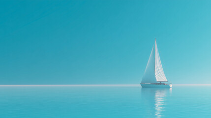 Obraz premium Sailboat on calm pastel sea.
