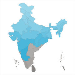 India States Map, Colorful political India map showing states, UTs, and major cities for educational and commercial purposes. Indian map state coloured