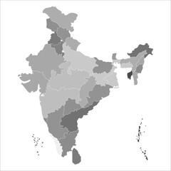 India Travel Map, India map with all states and capitals in clear vector format. Indian map state coloured