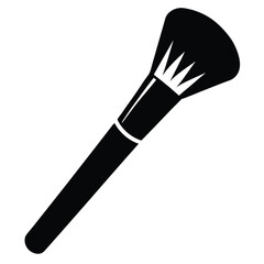 Single black makeup brush silhouette with angled bristles for applying loose powder