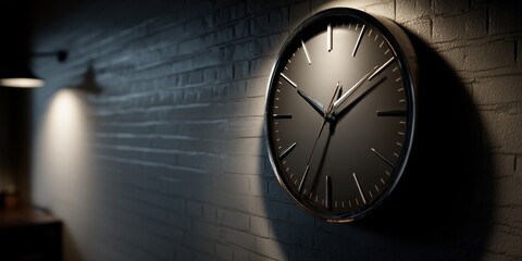Modern Wall Clock on Brick