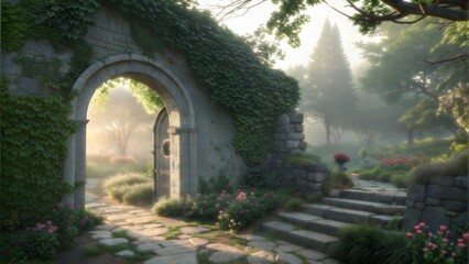 Fototapeta premium Enchanted gateway to a secret garden