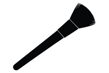 Silhouette of a Powder Makeup Brush with Bristles and Handle Design
