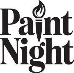 Paint Night Vector Graphic with Brush and Lettering on Transparent Background Design