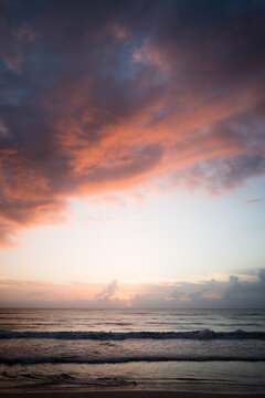 sunset over the sea in Tulum, Mexico