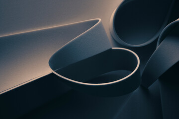 Curvilinear elements in blue background