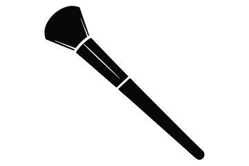 Minimalist Black Silhouette of a Classic Makeup Brush for Cosmetics Application