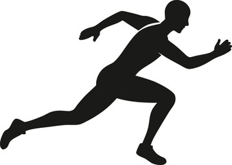 Athletic runner in motion silhouette isolated on white background