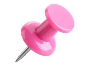  Floating Pink Push Pin with Soft Shadows, Minimalist 3D Icon, Transparent Background