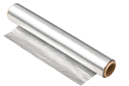Aluminum foil roll isolated on transparent background
