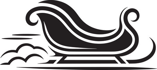 Sleigh Ride Winter Transport Vehicle Snow Sled with Swirling Wind Graphic Design