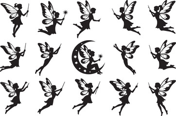 Naklejka premium Magical Fairy Silhouettes Collection