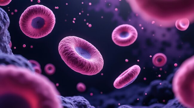 Microscopic view of healthy red blood cells circulating in the bloodstream