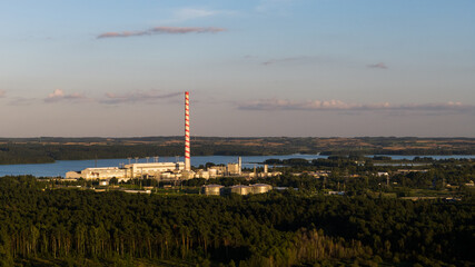 Naklejka premium Elektrenai powerplant in the evening